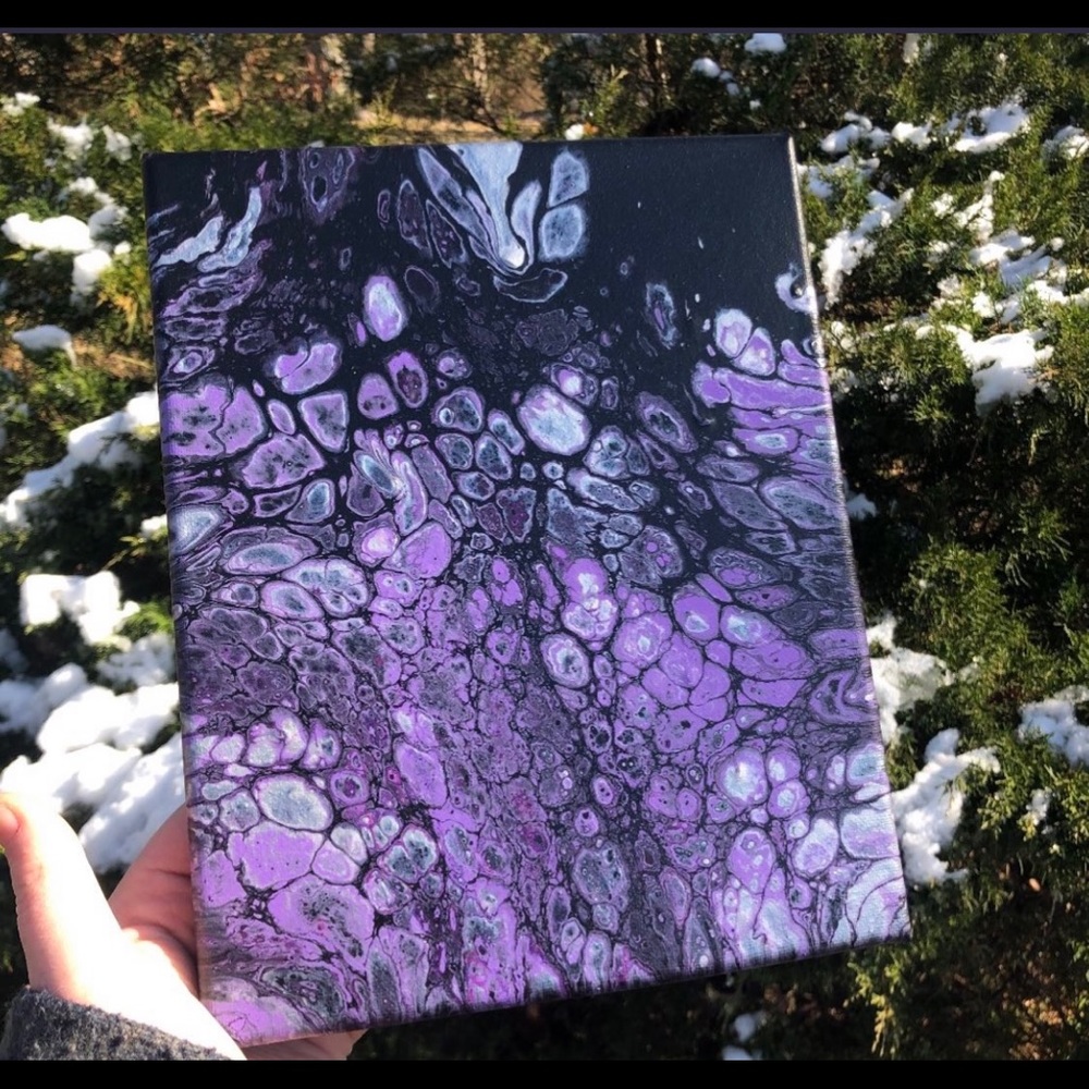 Original fluid art painting “Lilac Kisses” 8x10 inch canvas